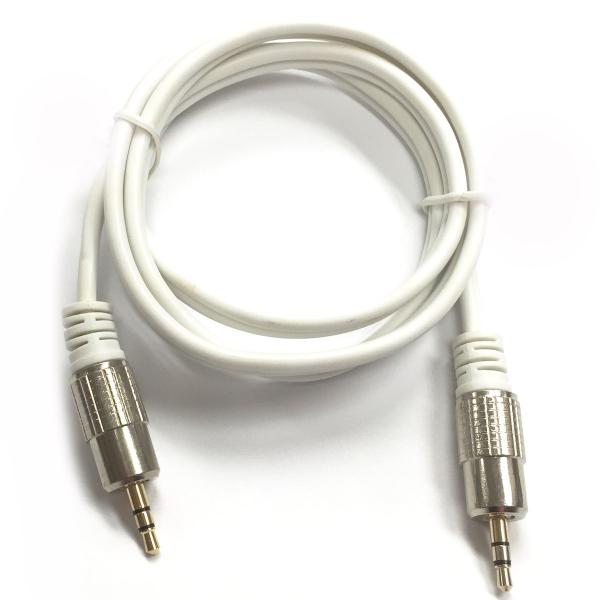 3' Shielded Heavy Duty 3.5mm Stereo Cable (Male/Male) - White
